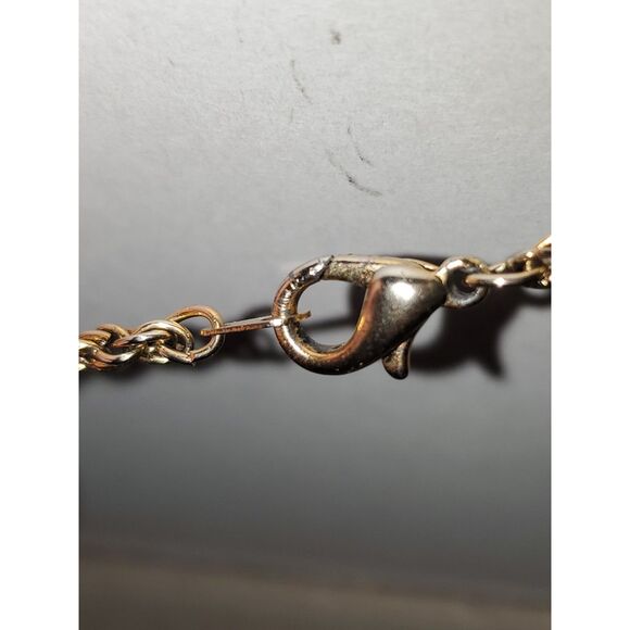 Antiqued Gold Tone Marcasite Flower Oval Pendant Braided Chain - Picture 7 of 10